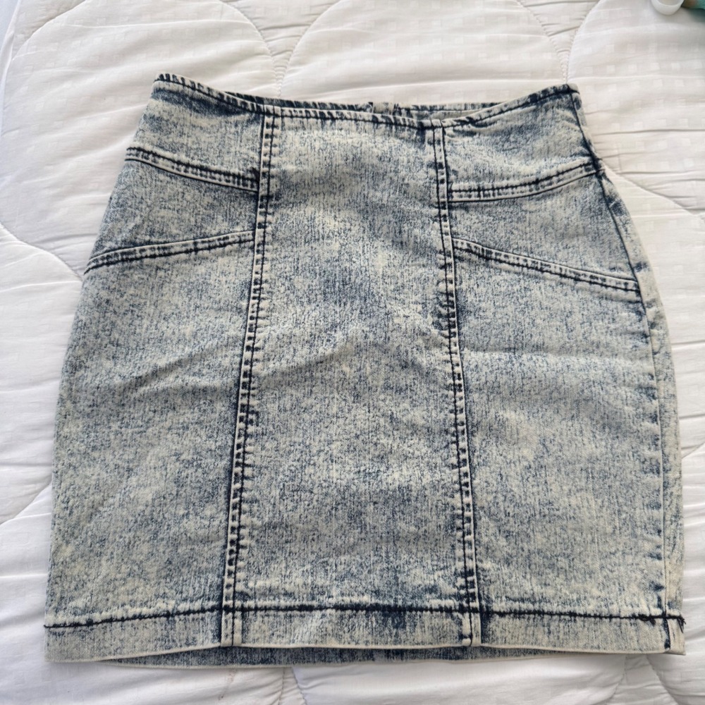 Nollie Y2K Acid Wash Denim Mini Skirt XS Bodycon Indie Sleaze PacSun 2000s